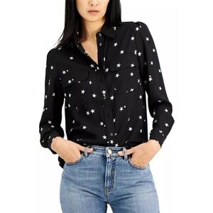 Bar III | Star-Print Two-Pocket Blouse | Size Medium